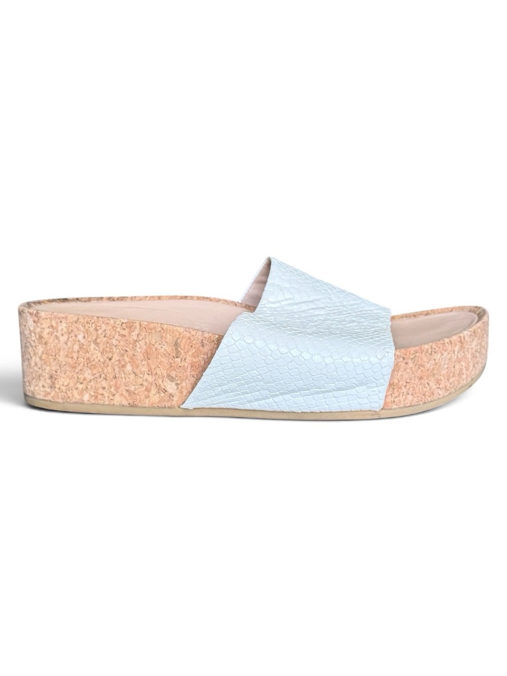 Veronica Beard Dresdyn Platform Slide Sandal Mock Croc White Size 8.5 - Picture 8 of 10
